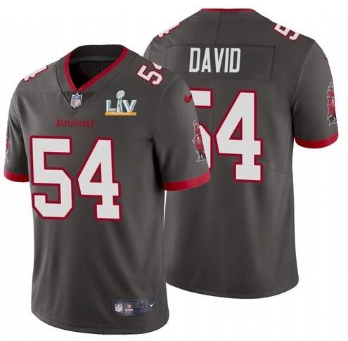 Super Bowl LV 2021 Men Nike Tampa Bay Buccaneers #54 Lavonte David Gray Vapor Untouchable Limited Jersey